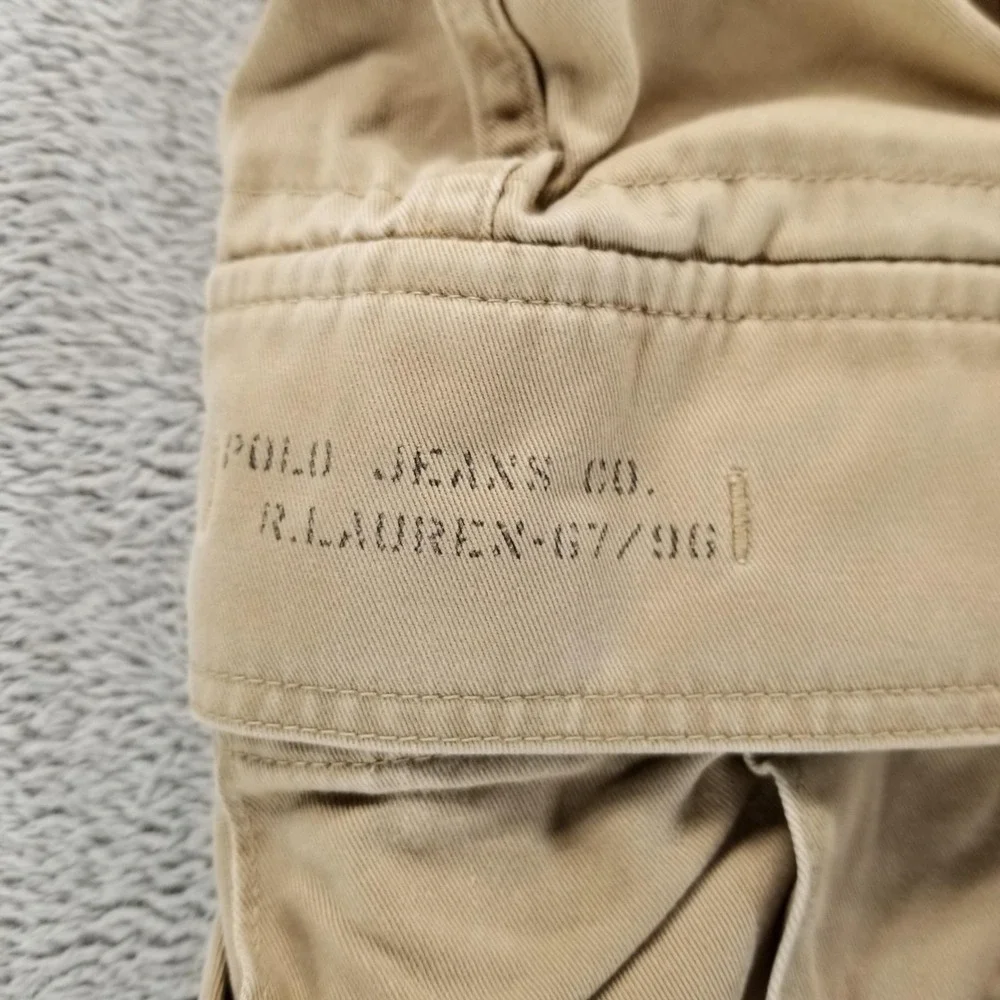 Polo Jeans Co Pants Mens 31x32 Beige Cargo Canvas Utility Casual Pockets